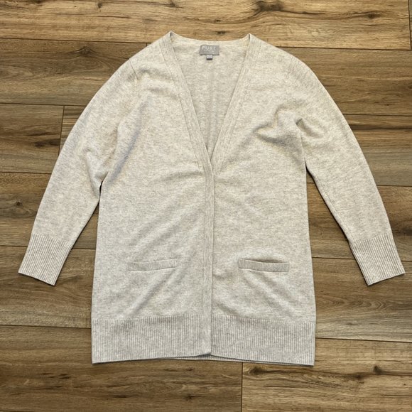 Pure Collection 100% Cashmere Cardigan Sweater SZ 8/10 Button Up V Neck Gray - Picture 1 of 10